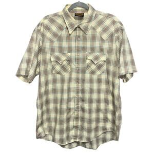 Vintage Holt Quality Western Wear Pearl Snap‎ Plaid Button Down Shirt XLarge